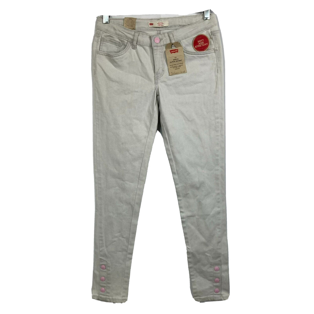 NWT Levis Jeans Girls 14 Gray Super Skinny 710 Ankle Stretch Adjustable Waist